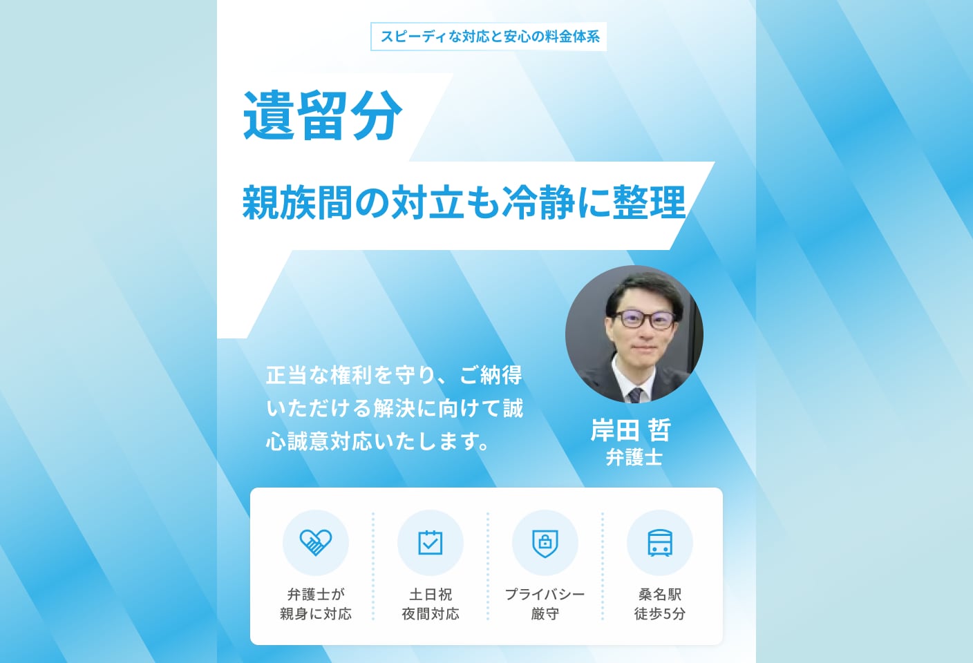 岸田 哲弁護士の 遺留分侵害額請求(遺留分減殺請求)についての詳細ページ