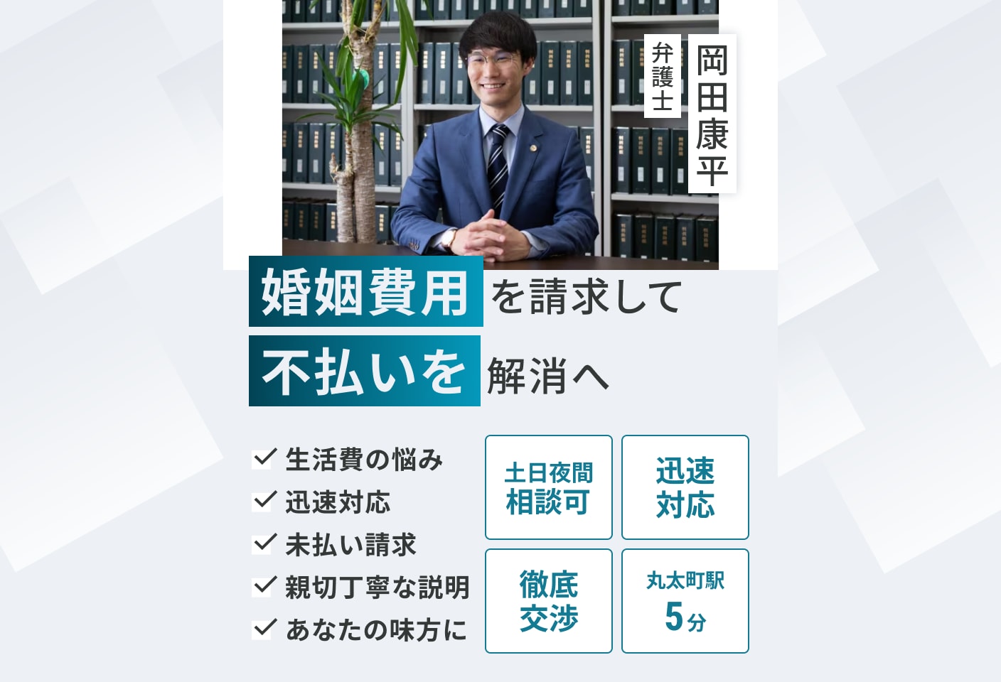 岡田 康平弁護士の婚姻費用についての詳細ページ