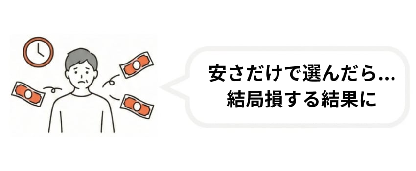 安さだけで相談先を選ぶと、途中で依頼し直しが必要になり、結局損をする結果になりかねない。