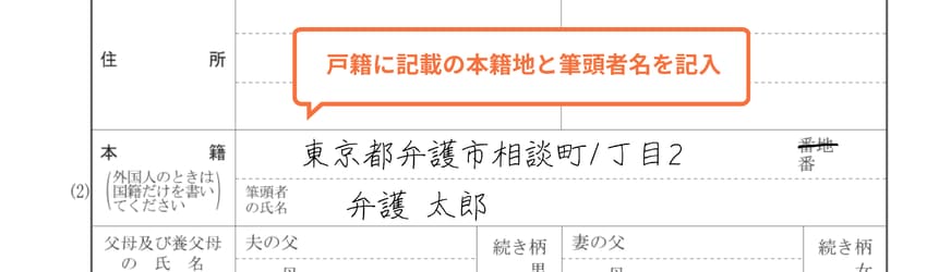 離婚届の本籍と筆頭者の氏名