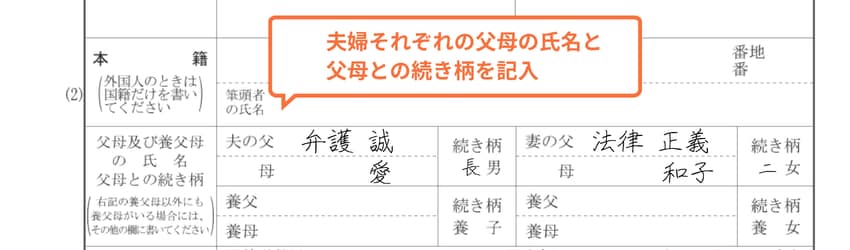 離婚届の父母の氏名・続き柄