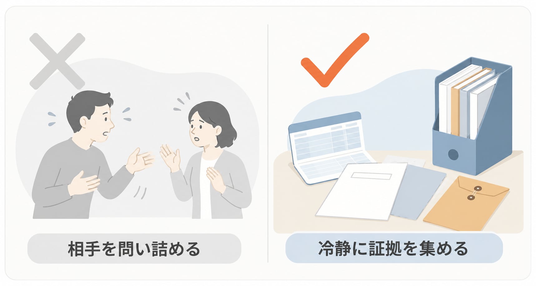財産隠しの調査方法と注意点を示した図