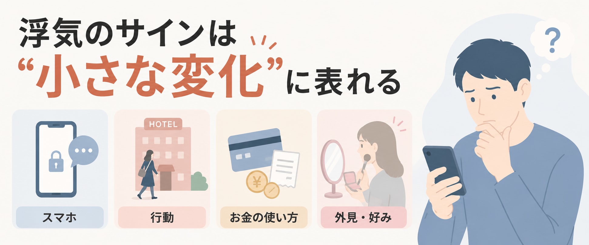 妻の浮気を疑う兆候・サインについて示した図