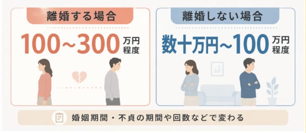 不倫の慰謝料相場を示した図