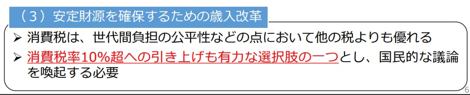 経団連の提言「経済成長・財政・社会保障の一体改革による安心の確保に向けて（概要）」より